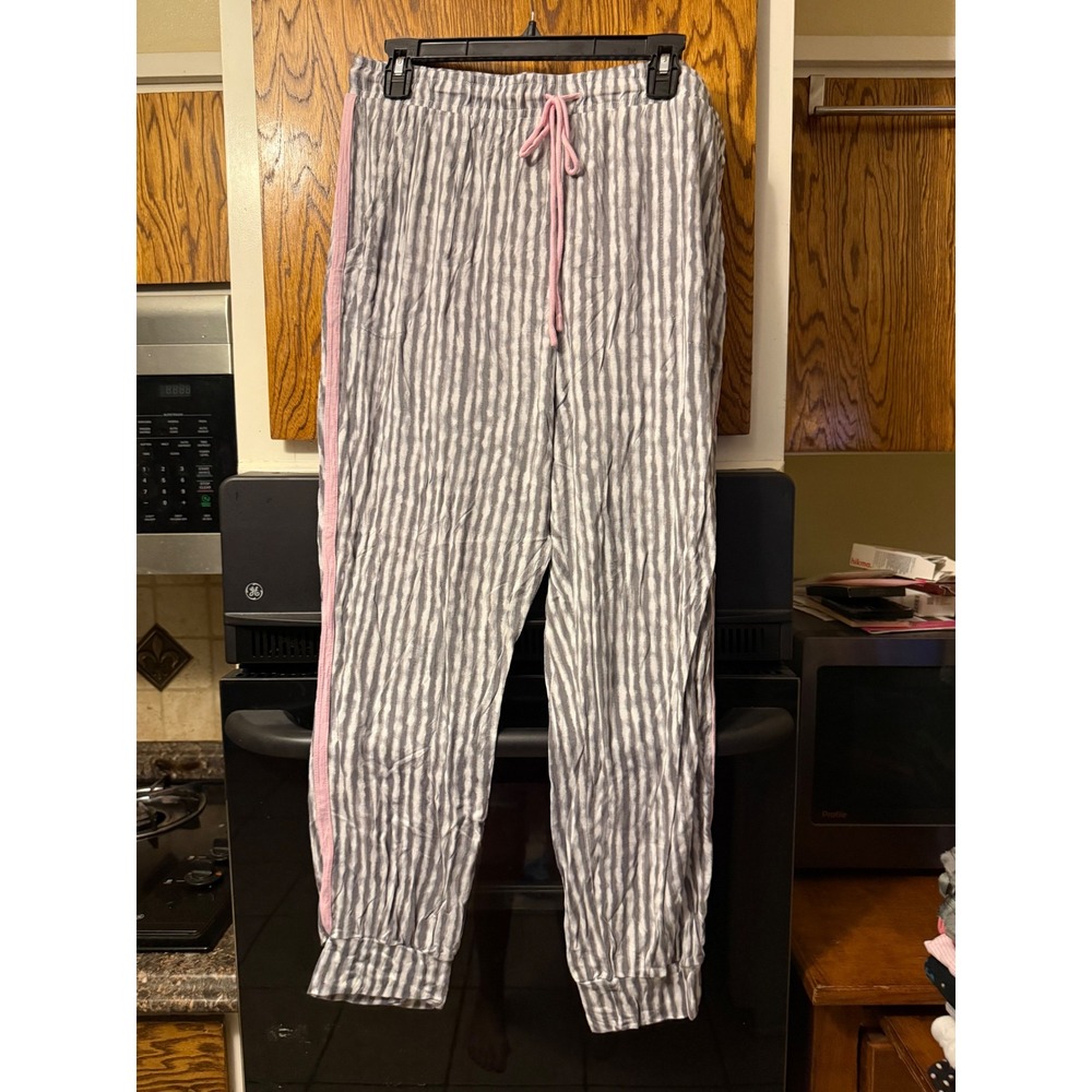 Secret Treasures Womens XL Gray‎ Tie Dye Stripe Pajama Jogger Pants Pink Stripe